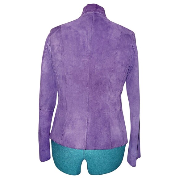 CHICO'S Reversable Purple Suede Black Leather Blazer Jacket M? - Picture 6 of 6